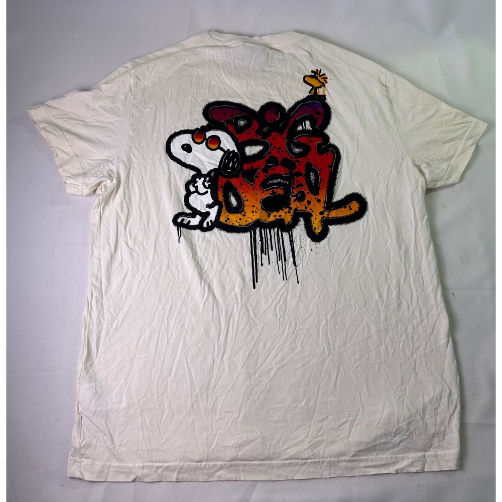 H&M Peanuts Snoopy Big Deal Graffiti Streetwear Skater Graphic T-Shirt‎ White L